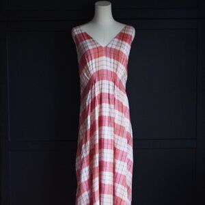 Mango | Sleeveless Red & White Plaid Maxi Sundress